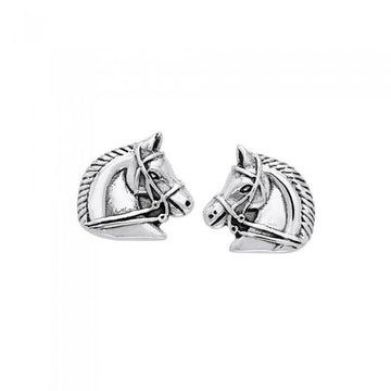 Horses Silver Post Earrings TER931 - Jewelry